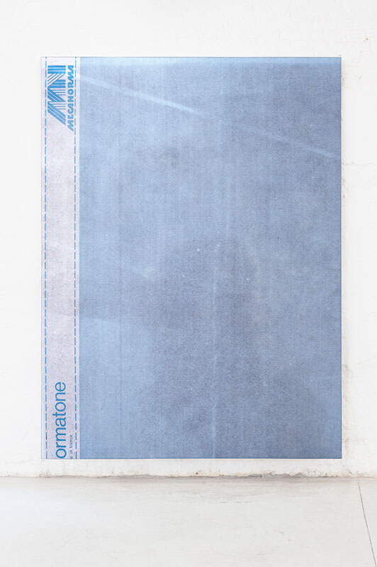 E.H.D Mecanorma blue 01 -uv print, acrylics, spray paint on synthetic canvas, aluminium, framed, 175x235cm, 2015