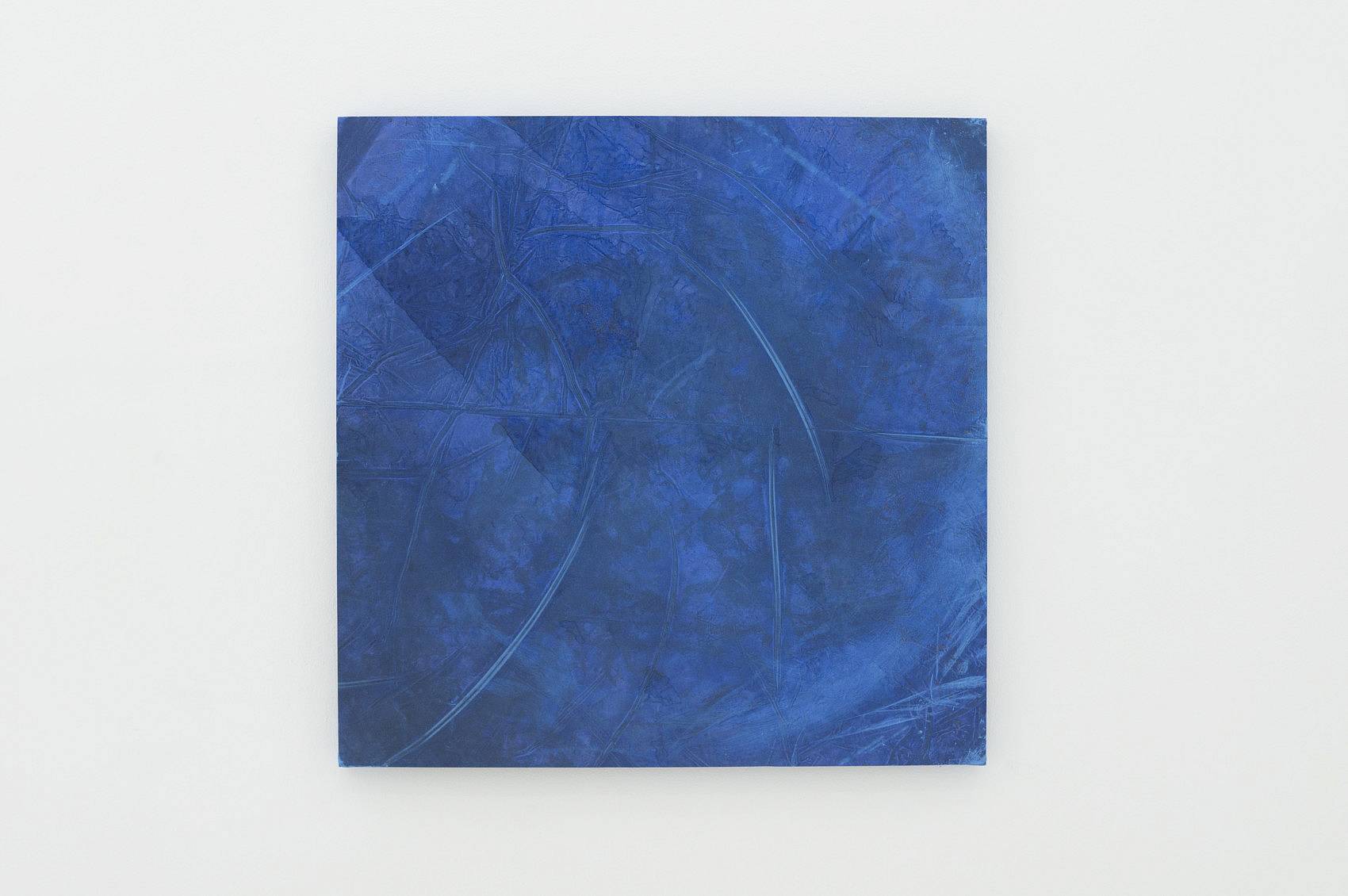 After Bath, latex pool bottom, blue and black ink deposit, 95 x 95 cm, 2016