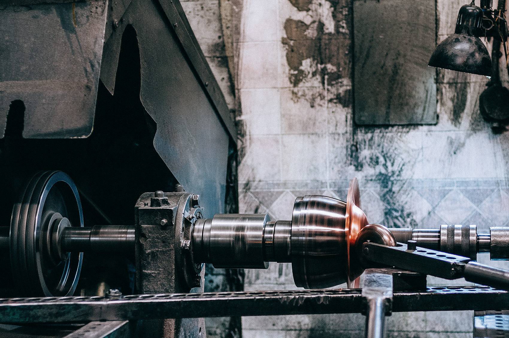 Copper Bullet Bowl being hand spun at Ben Barber's local metal spinning shop