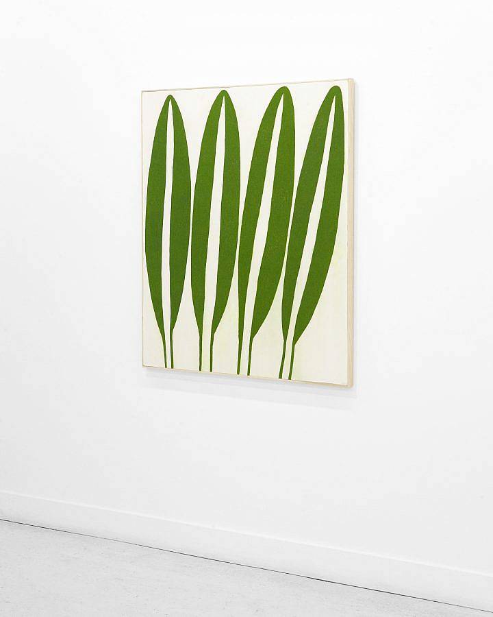 Photo of an acrylic painting on canvas. For long green leaves take up the canvas vertical-wise.