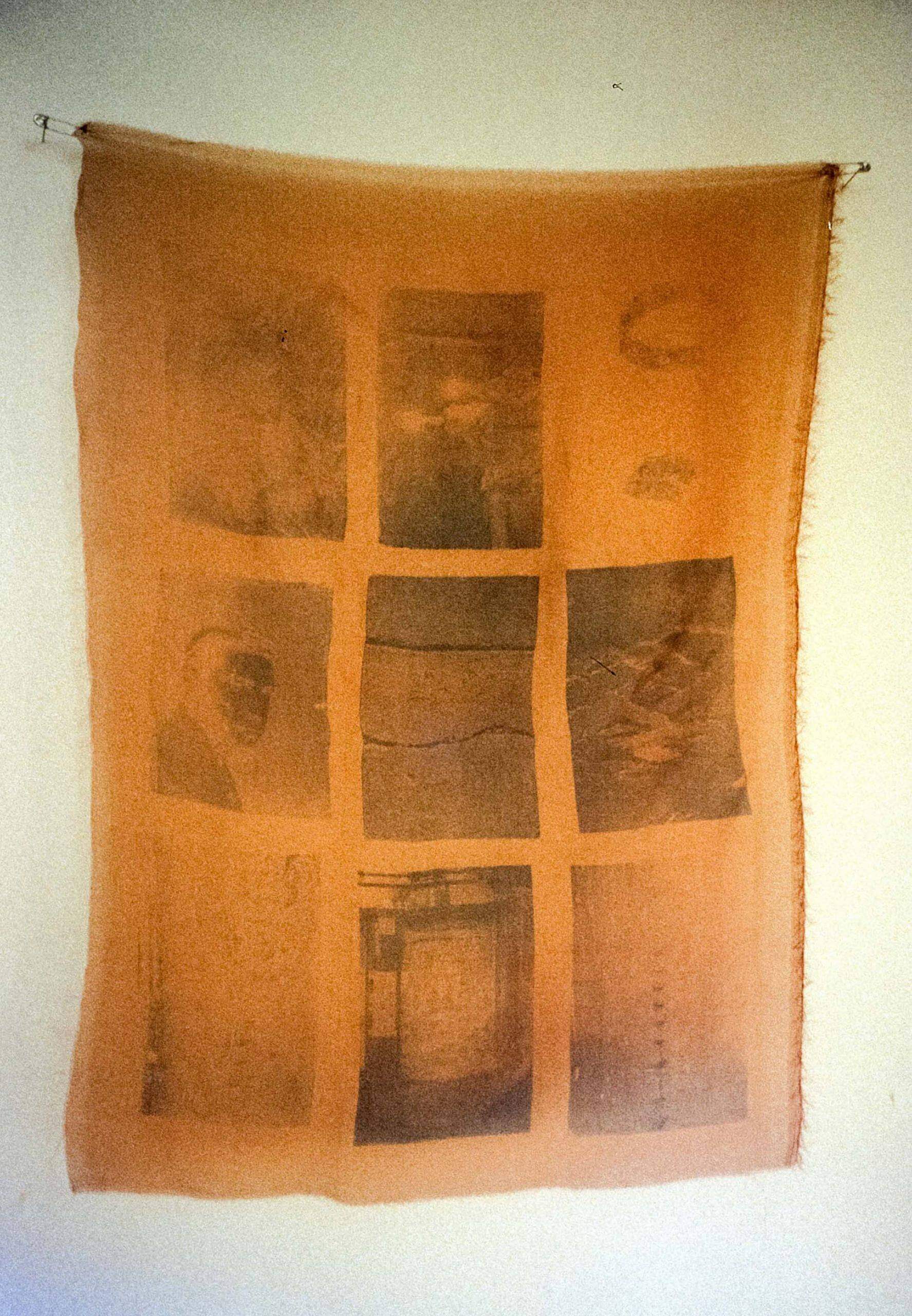 images printed on orange fabric